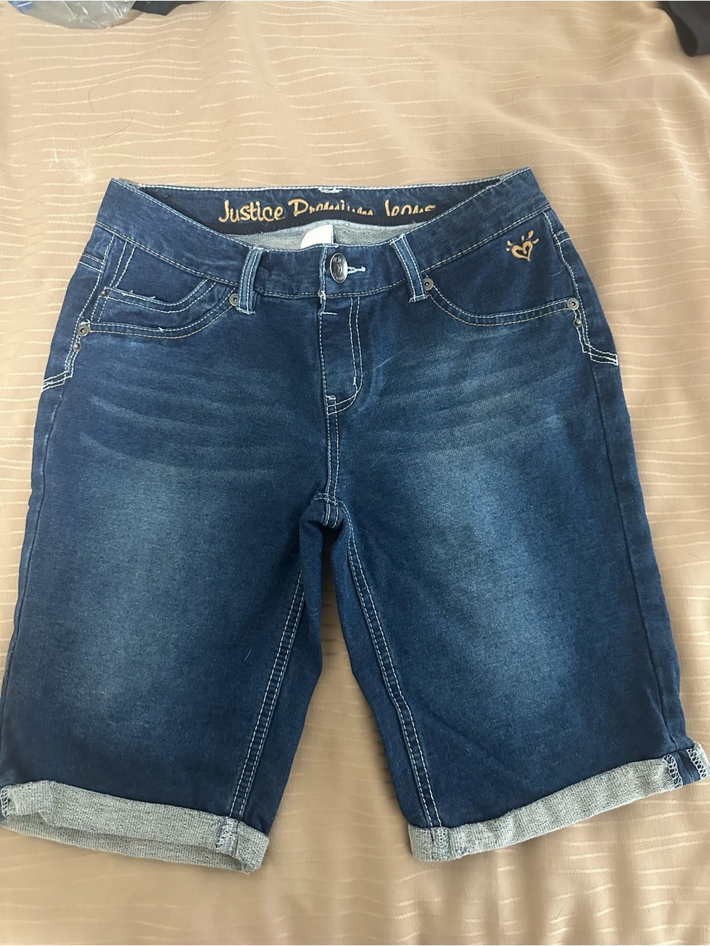 Justice Girls Dark Indigo Denim Bermuda Shorts